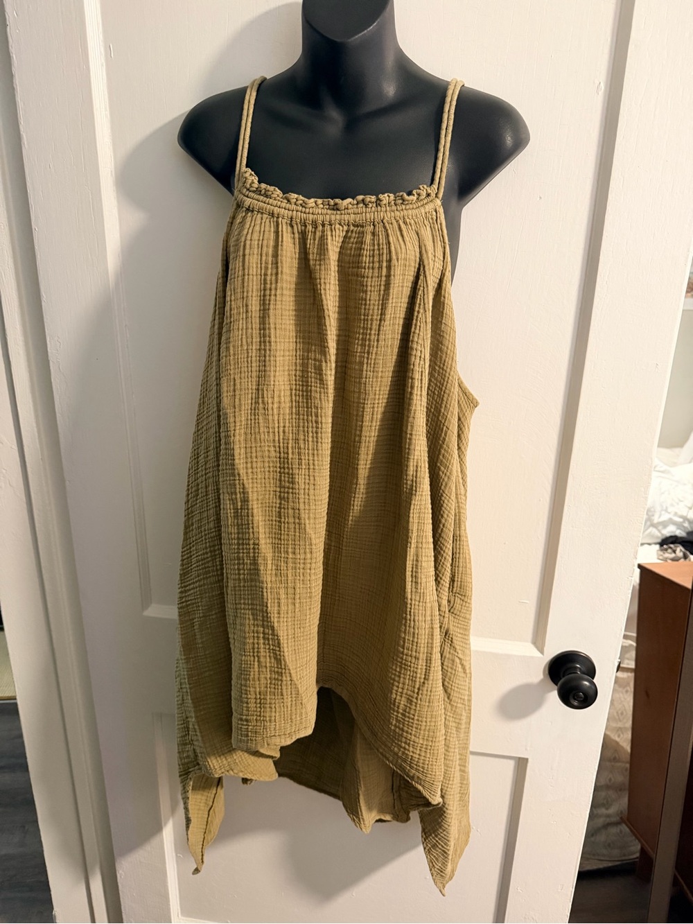 Daily practice Olive Green Asymmetrical Handkerchief Hem Sundress - Picture 3 of 10